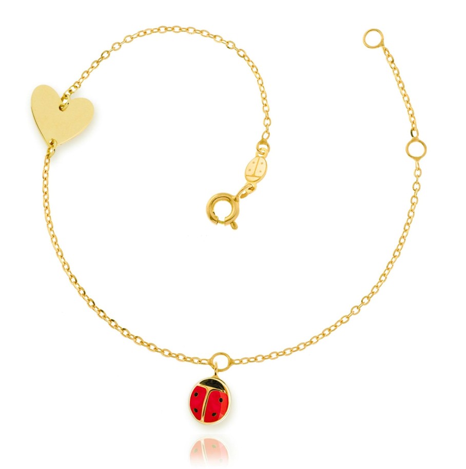 Gioielli FACCO GIOIELLI | Bracciale Cuore Coccinella D'Oro Vero